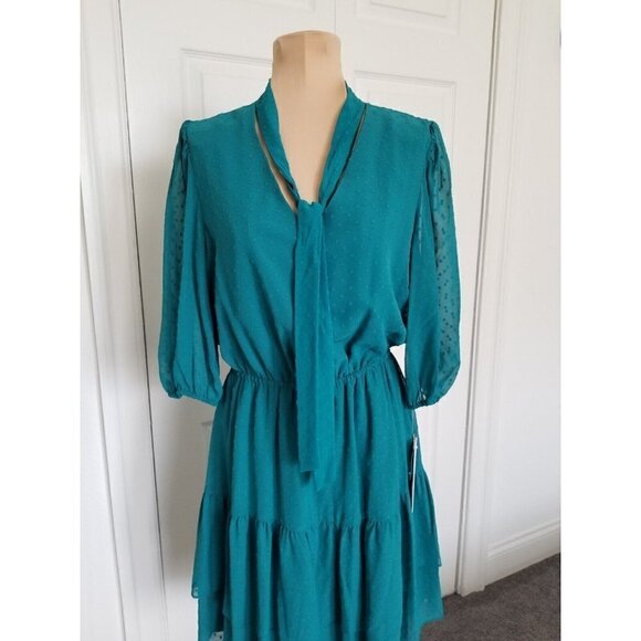 Nanette Nanette Lepore Clip Dot Mini Dress Deep Lake Green Womens Size 4 - Picture 1 of 12